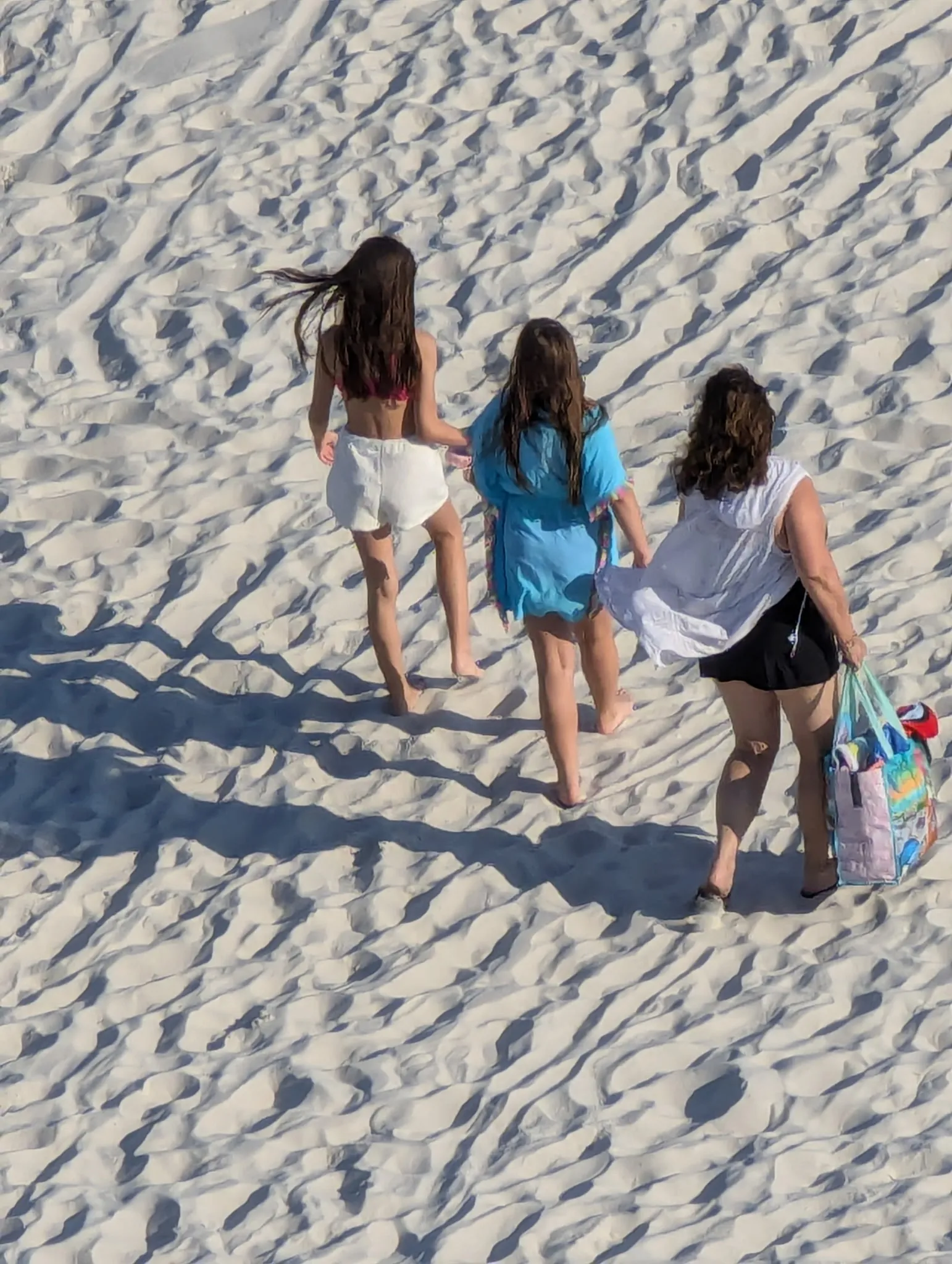 Family walking together on a sandy beach